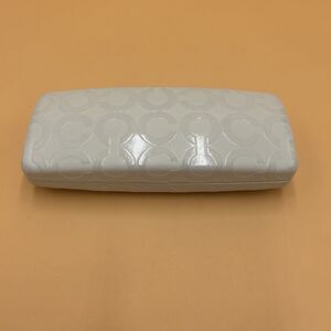 COACH Eyeglass Case Hard Clam Shell White Embossed Logo Small Sunglasses